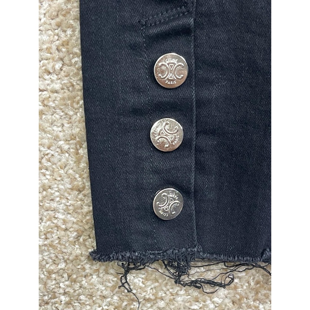 Céline Jeans Black Straight Jean Size S Botón - Picture 8 of 10